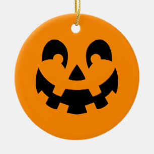 Décoration En Céramique Black Happy Halloween Citrouille forme visage sur 