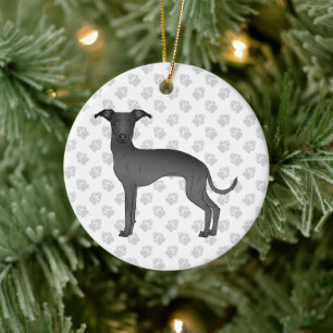 Décoration En Céramique Black Italien Greyhound Cute Cartoon Chien avec pa