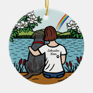 Décoration En Céramique Black Labrador Angel et maman Brown