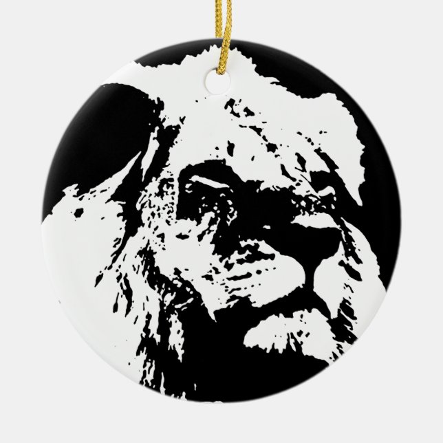 Décoration En Céramique Black & white lion pop art (Devant)
