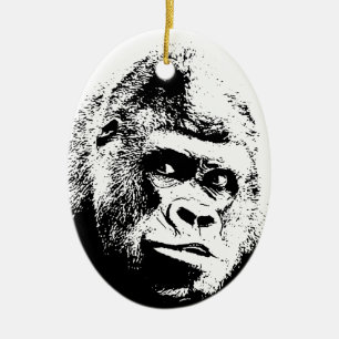 Décoration En Céramique Black White Pop Art Gorilla