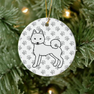 Décoration En Céramique Blanc Alaskan Klee Kai Cute Cartoon Chien