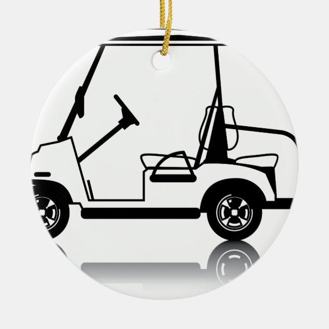 Décoration En Céramique Blanc de chariot de golf (Devant)