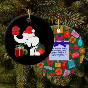 Décoration En Céramique Blanc Eléphant Noël & Motif actuel