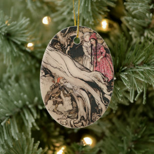 Décoration En Céramique Blanche neige et rouge Rose par Arthur Rackham