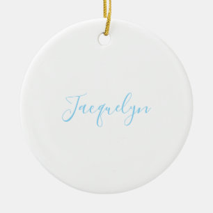 Décoration En Céramique Bleu Blanc Plaine Élégant Moderne Calligraphie Nom