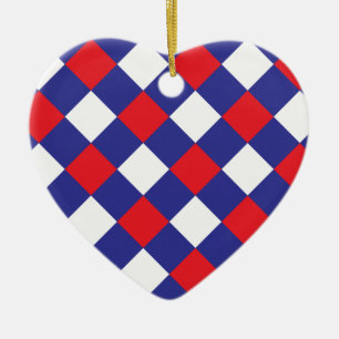 Décoration En Céramique Bleu blanc rouge du plaid 1