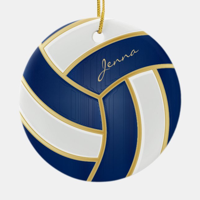 Décoration En Céramique Bleu et blanc Personnaliser le volleyball (Devant)