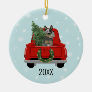 Décoration En Céramique Bleu Heeler Chien de bétail Canard roux Noël