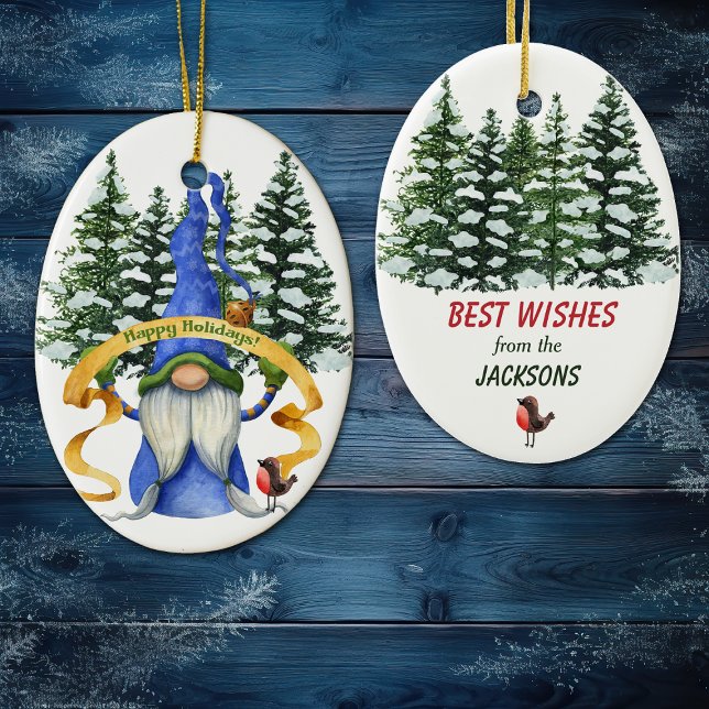 Décoration En Céramique Bleu hiver Gnome Vacances (Créateur téléchargé)