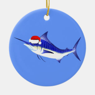 Décoration En Céramique Bleu Marlin Santa Claus