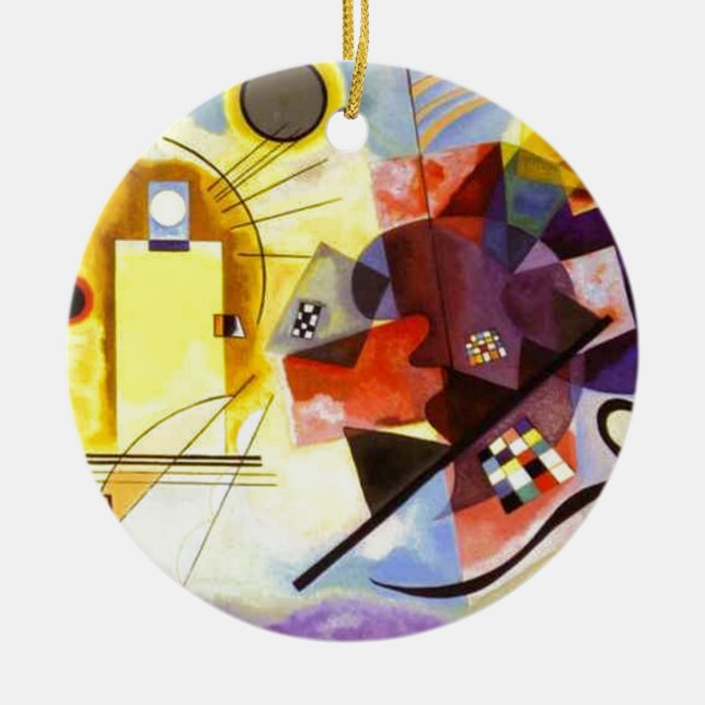 Décoration En Céramique Bleu rouge jaune Kandinsky peinture Abstraite (Devant)