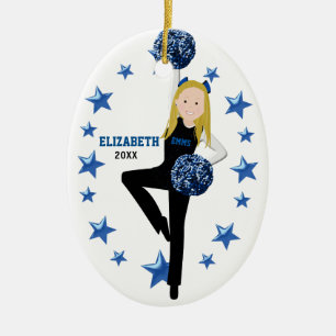 Décoration En Céramique Blonde Cheer Squad en Noir, Bleu & Blanc
