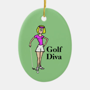 Décoration En Céramique Blonde Femme Golfer Ornament de Noël