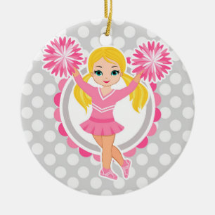 Décoration En Céramique Blonde Pom-pom girl rose - Cute Cheer