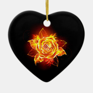 Décoration En Céramique Blooming Fire Rose