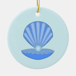 Décoration En Céramique Blue Baby Boy Coquille d'huîtres et Pearl Custom