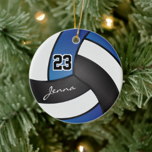 Décoration En Céramique Blue, Black and White  Volleyball