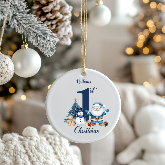 Décoration En Céramique Blue Boy First Christmas  (Créateur téléchargé)