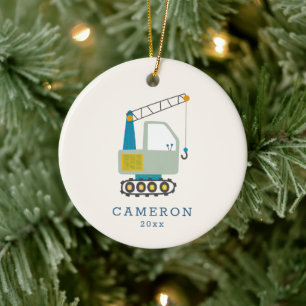 Décoration En Céramique Blue Forklift Truck Art Personalized Name 
