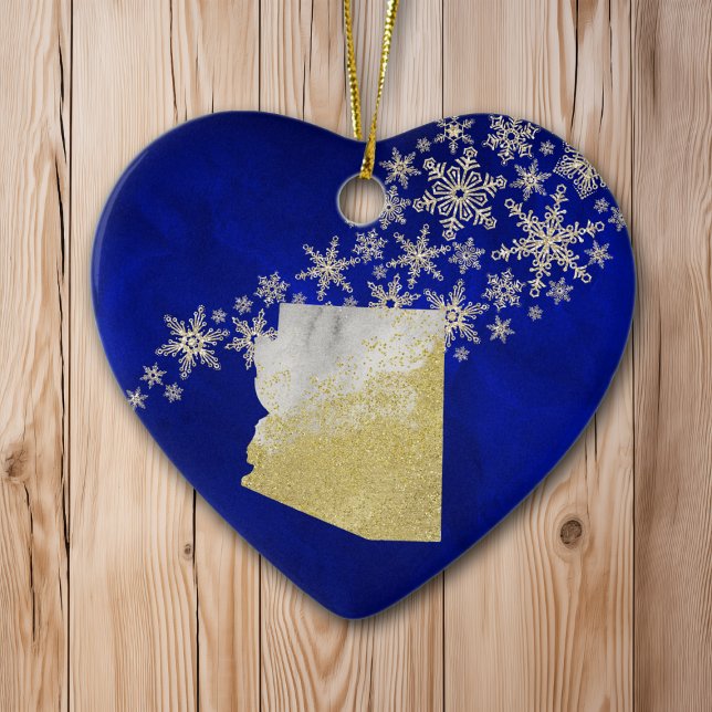 Décoration En Céramique Blue Gold Snowflake Arizona Coeur (Créateur téléchargé)
