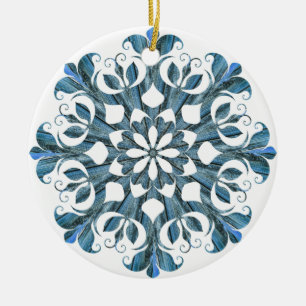Décoration En Céramique Blue Mandala Snowflake