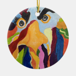 Décoration En Céramique Blue Maurice, Angry Rooster Orament