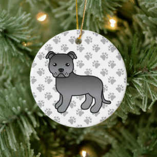 Décoration En Céramique Blue Staffordshire Bull Terrier Cute Cartoon Dog