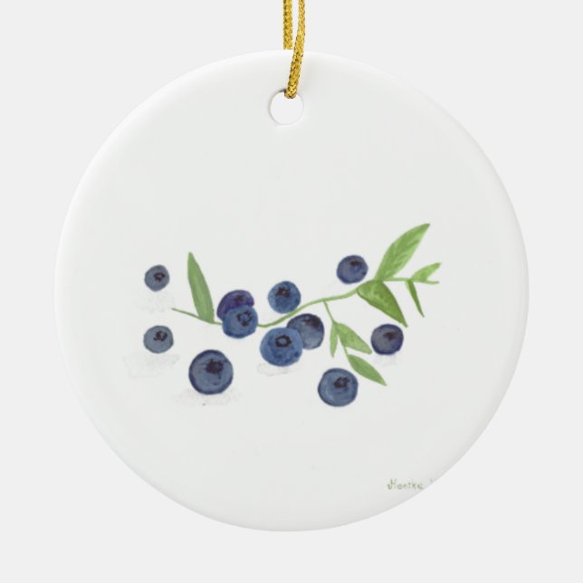 Décoration En Céramique Blueberries fruits cuisine aquarelle nourriture po (Devant)