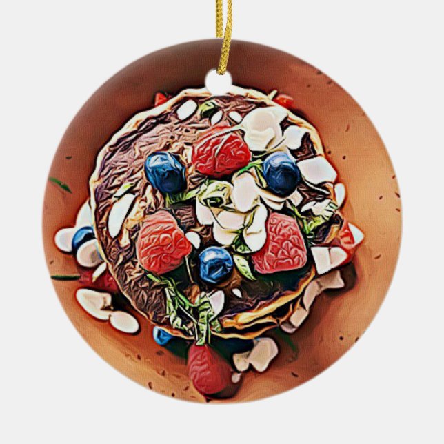 Décoration En Céramique Blueberry Pancakes Funky Gag Alimentation Noël (Devant)