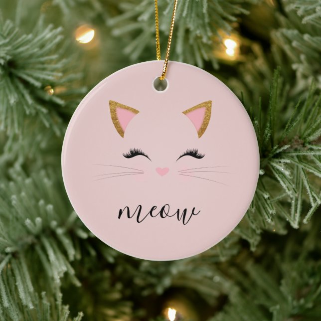 Décoration En Céramique Blush PInk Meow Whiskers Kitty (Arbre)