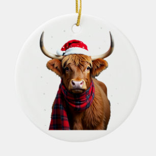 Décoration En Céramique Boho Xmas Noël Vache des Highlands T-Shirt (1)