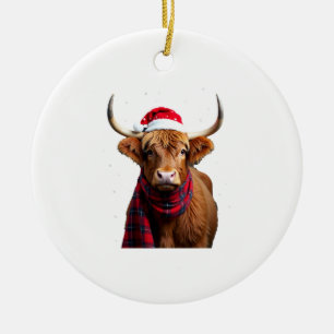 Décoration En Céramique Boho Xmas T-Shirt de Noël Vache des Highlands (1)