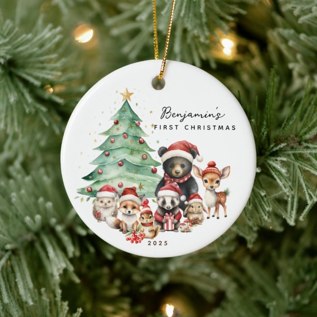 Décoration En Céramique Bois Animaux Baby's First Christmas (Arbre)
