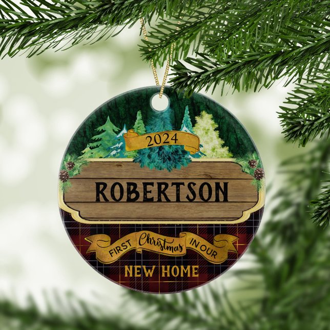 Décoration En Céramique Bois rustique Premier Noël Nouveau foyer (Créateur téléchargé)