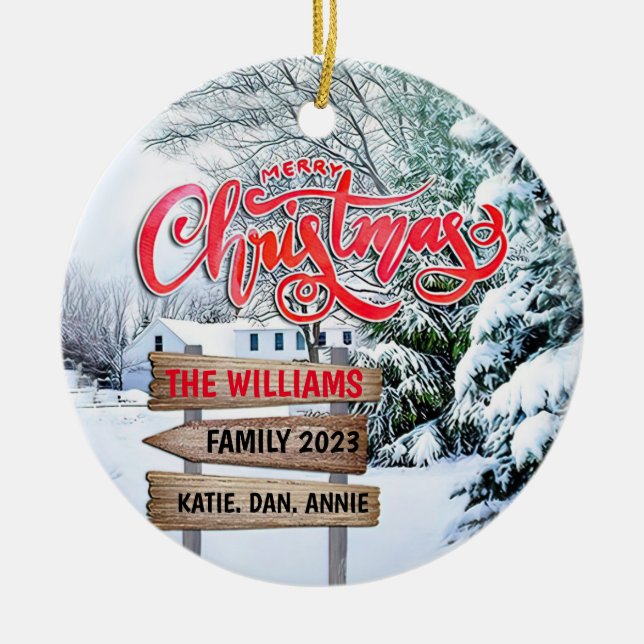 Décoration En Céramique Bois rustiques Neige d'hiver Bois (Devant)