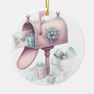 Décoration En Céramique Boîte aux lettres et cadeaux de Noël Pastel 6
