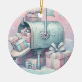 Décoration En Céramique Boîte aux lettres et cadeaux de Noël Pastel 7