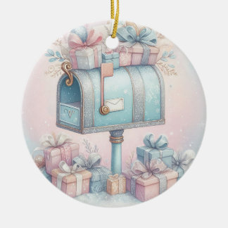 Décoration En Céramique Boîte aux lettres et cadeaux de Noël Pastel 8