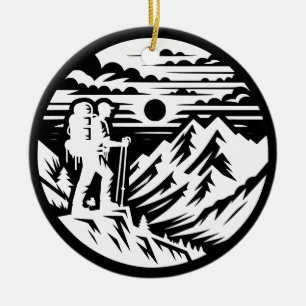 Décoration En Céramique Bold Hiker Silhouette - Paysage de montagne