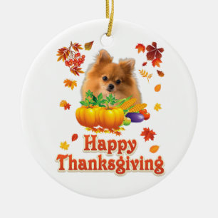 Décoration En Céramique Bon thanksgiving Chien Poméranien Je Suis Heureux