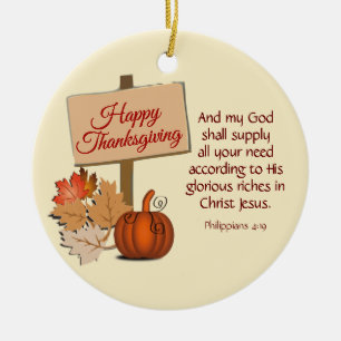 Décoration En Céramique BON THANKSGIVING Philippians 4:19 Custom CREAM