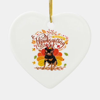 Décoration En Céramique Bon thanksgiving Turquie Rottweiler Propriétaire d