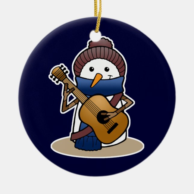 Décoration En Céramique Bonhomme de neige avec la guitare (Devant)