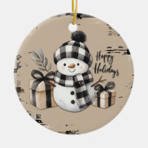 Bonhomme de neige de Noël classique sur un ornemen