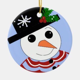 Décoration En Céramique Bonhomme de neige souriant