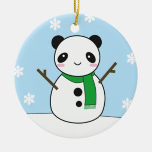 Décoration En Céramique Bonhommes de neige de panda et de lapin