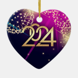Décoration En Céramique Bonne année 2022 Forme cardiaque