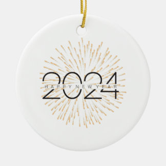 Décoration En Céramique Bonne année 2024 Festivités pétillantes