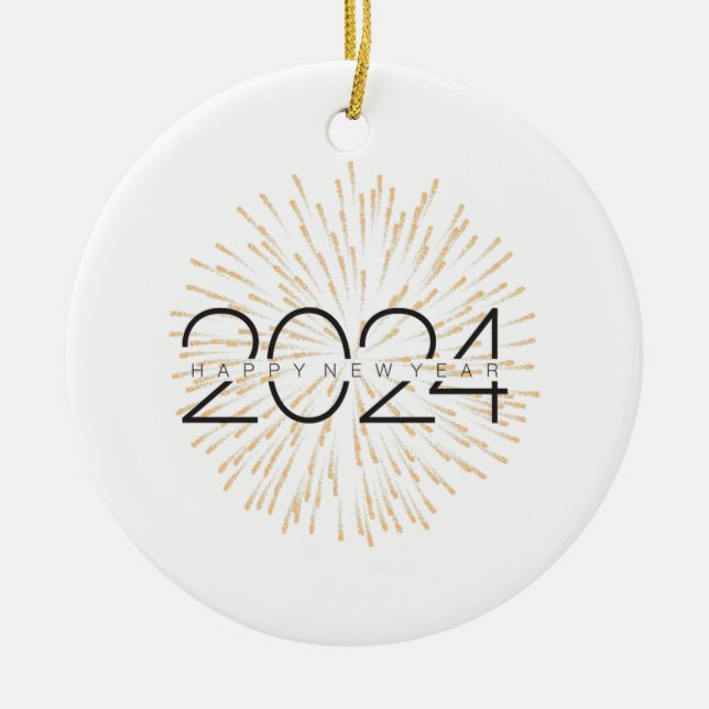 Décoration En Céramique Bonne année 2024 Festivités pétillantes (Devant)